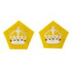Picture of The King's Royal Hussars Officers Rank Crown - Primrose Cloth Embroidered - Pairs - Tudor Crown