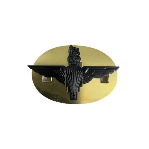 Picture of Cap Badge - PARA Reg - Black - S & P - with Back Plate - Tudor Crown