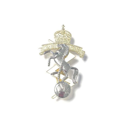 Picture of REME Cap Badge - 2 pc - V Hook - Brass & Nickle - Tudor Crown