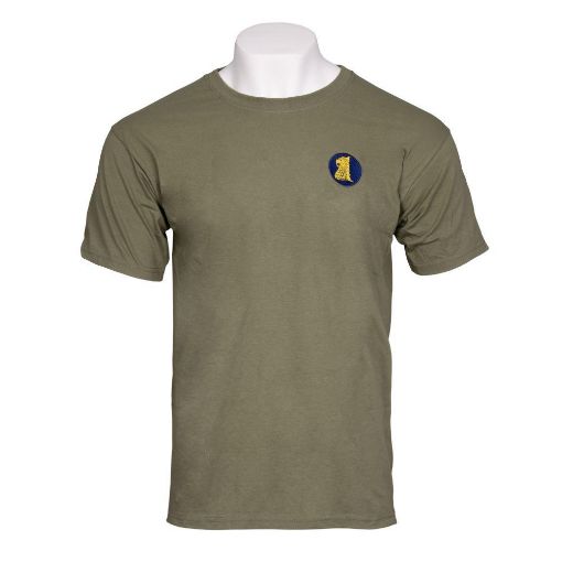 Picture of Cotton Olive T-Shirt - 77 Bde Badge Embroidered on Left Chest - Medium