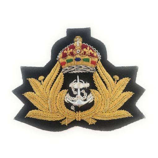 Picture of Cap Badge - Royal Navy Officers - Navy Felt Backing - Tudor Crown