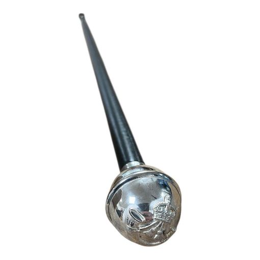 Picture of The Rifles 27" Black Leather Cane - Silver Plate - Tudor Crown