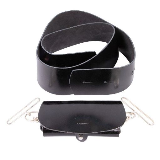 Picture of Officers & WOs' Cross Belt & Pouch - Black Patent Leather - Silver Plate Swivel Rings & Loops - Medium