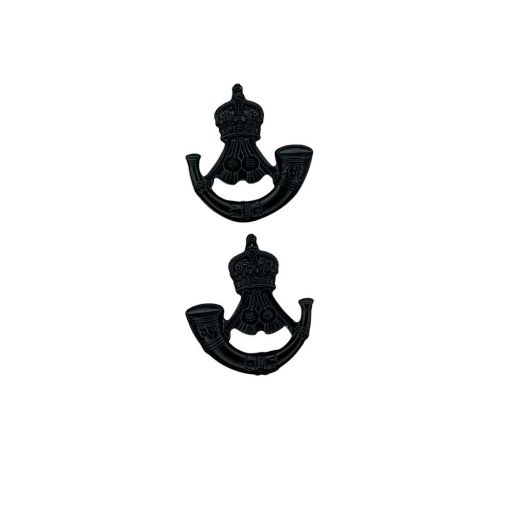 Picture of The Rifles Collar Badges - Black Bugles - Pair - Tudor Crown