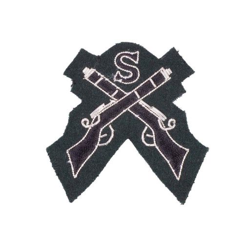 Picture of Rifles Mess Dress - Qualification Badge - Sniper (X Rifles & S) - Silver on Rifle Green