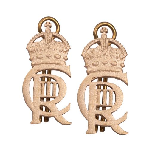 Picture of CIIIR - Large Gold Royal Cypher & Crown H3., W1. - Shank & Pin - Pair