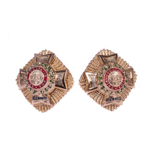 Picture of Rank Stars Eversleigh - Gold AAL & Enamelled - Spike & Cluth Fitting - Pair