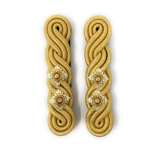 Picture of Shoulder Cords Male - 3 Ply - Gold Gilt Wire - Dark Blue Backing - No1 Dress - Lieutenant