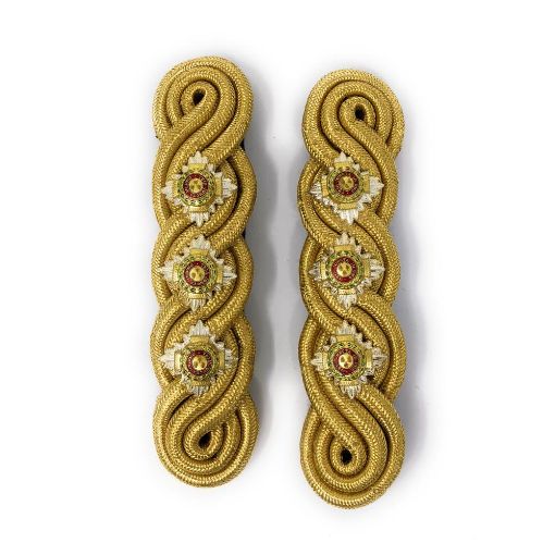 Picture of Shoulder Cords Male - 3 Ply - Gold Gilt Wire - Dark Blue Backing - No1 Dress - Capt.