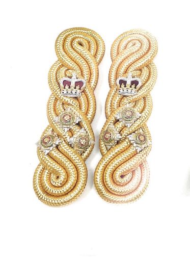 Picture of Shoulder Cords Male - 3 Ply - Gold Gilt Wire - Dark Blue Backing - No1 Dress - Brigadier